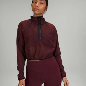 Lululemon Reversible Mesh 1/2 Zip Pullover Black / Red Merlot Sz 12